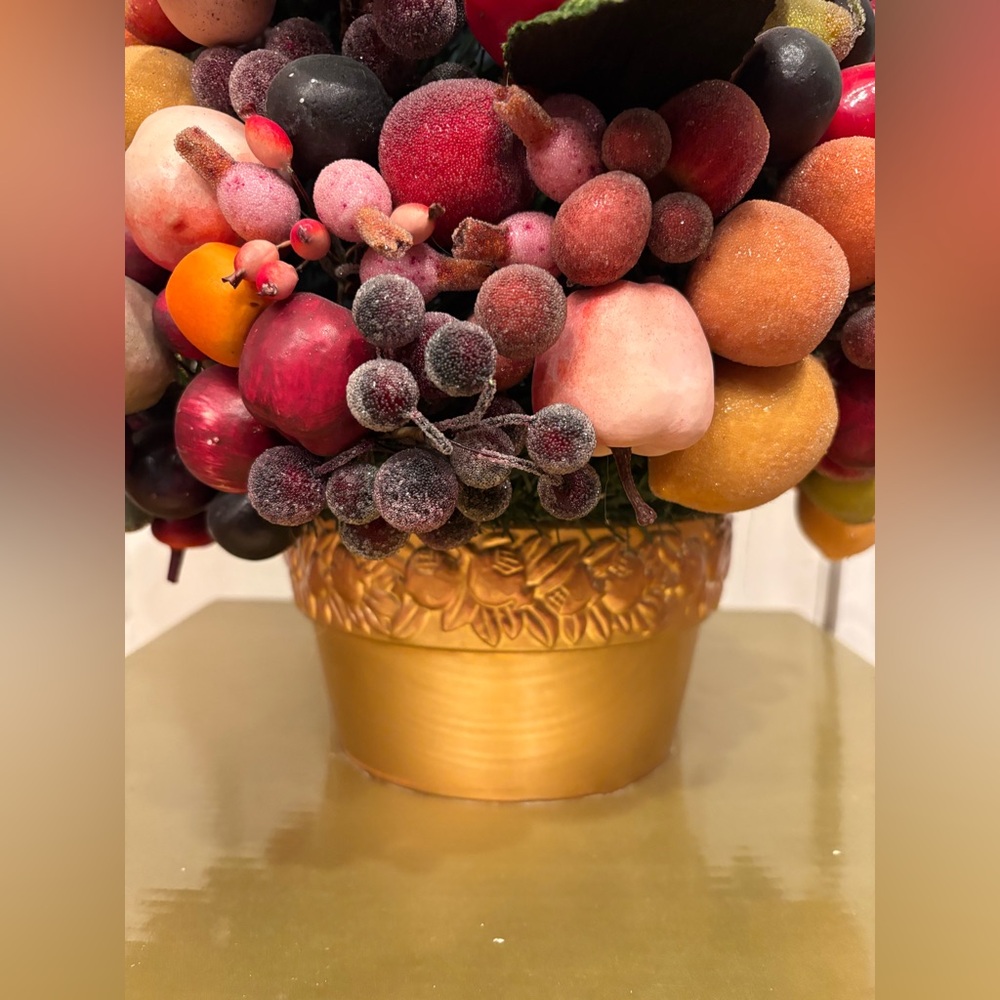 Waterford Holiday Fruit Tree with Gold Base, Sugared Fruits, NWT - Picture 3 of 3